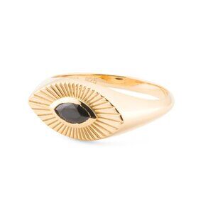 SHIVAM Gold/Black Spinel Made In India 14kt Gold Plated Black Spinel Ring